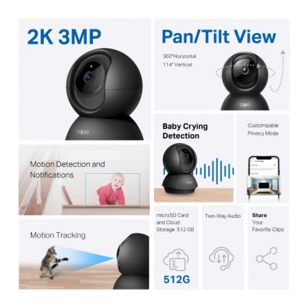 Фотография TP-Link Tapo C211 Умная домашняя поворотная камера в интернет-магазине KitConnect