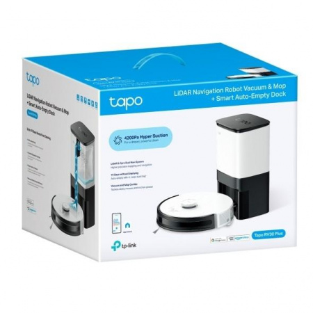 Фотография TP-Link Tapo RV30 Plus Робот-пылесос с влажной уборкой, датчиком LiDAR и станцией самоочистки в интернет-магазине KitConnect