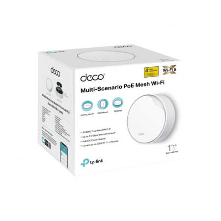 Фотография TP-Link Deco X50-PoE(1-pack) AX3000 Mesh-система Wi-Fi 6 с поддержкой PoE в интернет-магазине KitConnect