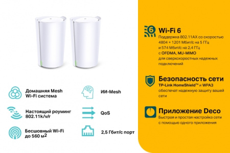Фотография TP-Link Deco X90(2-pack) Mesh-система AX6600 в интернет-магазине KitConnect